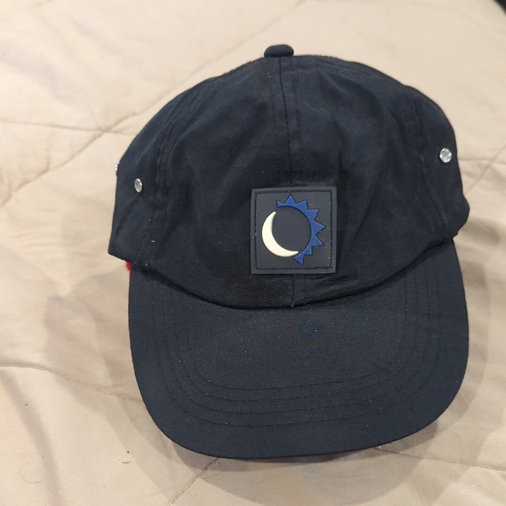 Black Cap with Moon and Sun Patch For Fun Nylon Velcro Adjustable